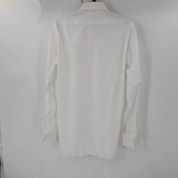THOM SWEENEY tuxedo shirt mens M/L Cotton Duke of York Formal pleated bib white
